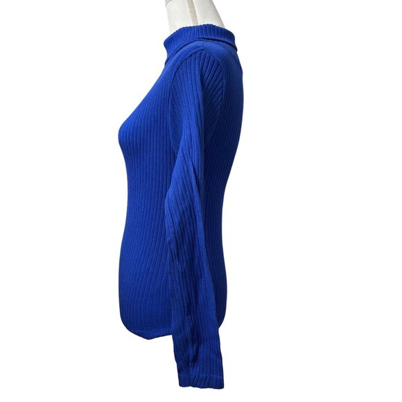 Ribbed Royal Blue Long Sleeve Turtleneck Sweater  One Size - Picture 2 of 13